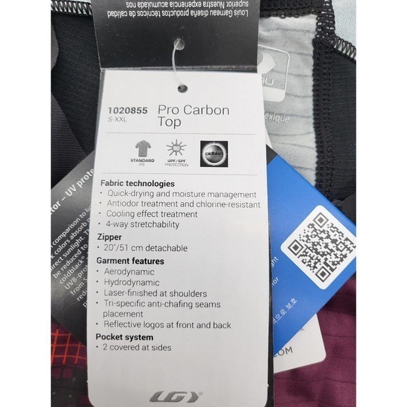 Louis Garneau Men's Pro Carbon‎ Triathlon Top -L-Pop Lycra and ColdBlack UV Prot - Picture 7 of 10